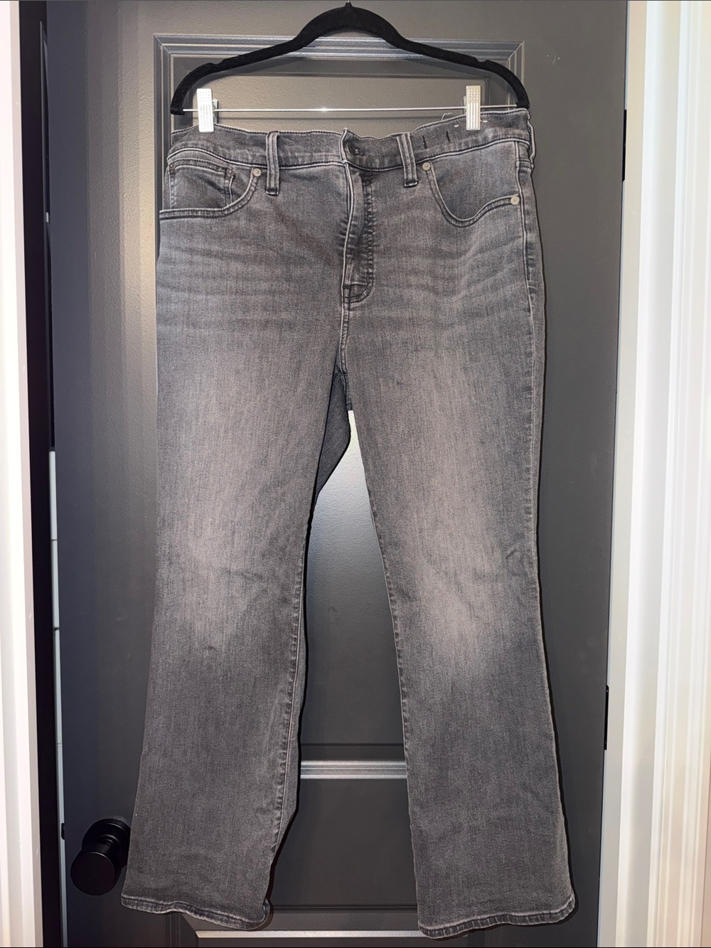 Madewell Grey Washed Jeans - Mid Rise Kick Out Flare